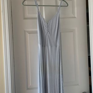 Long blue and white striped dress